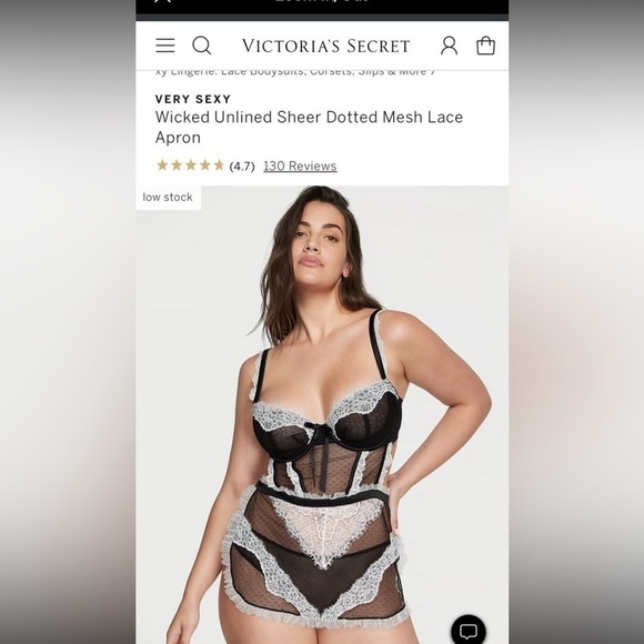 Victoria secret VERY SEXY Wicked Unlined Sheer Dotted Mesh Lace Apron